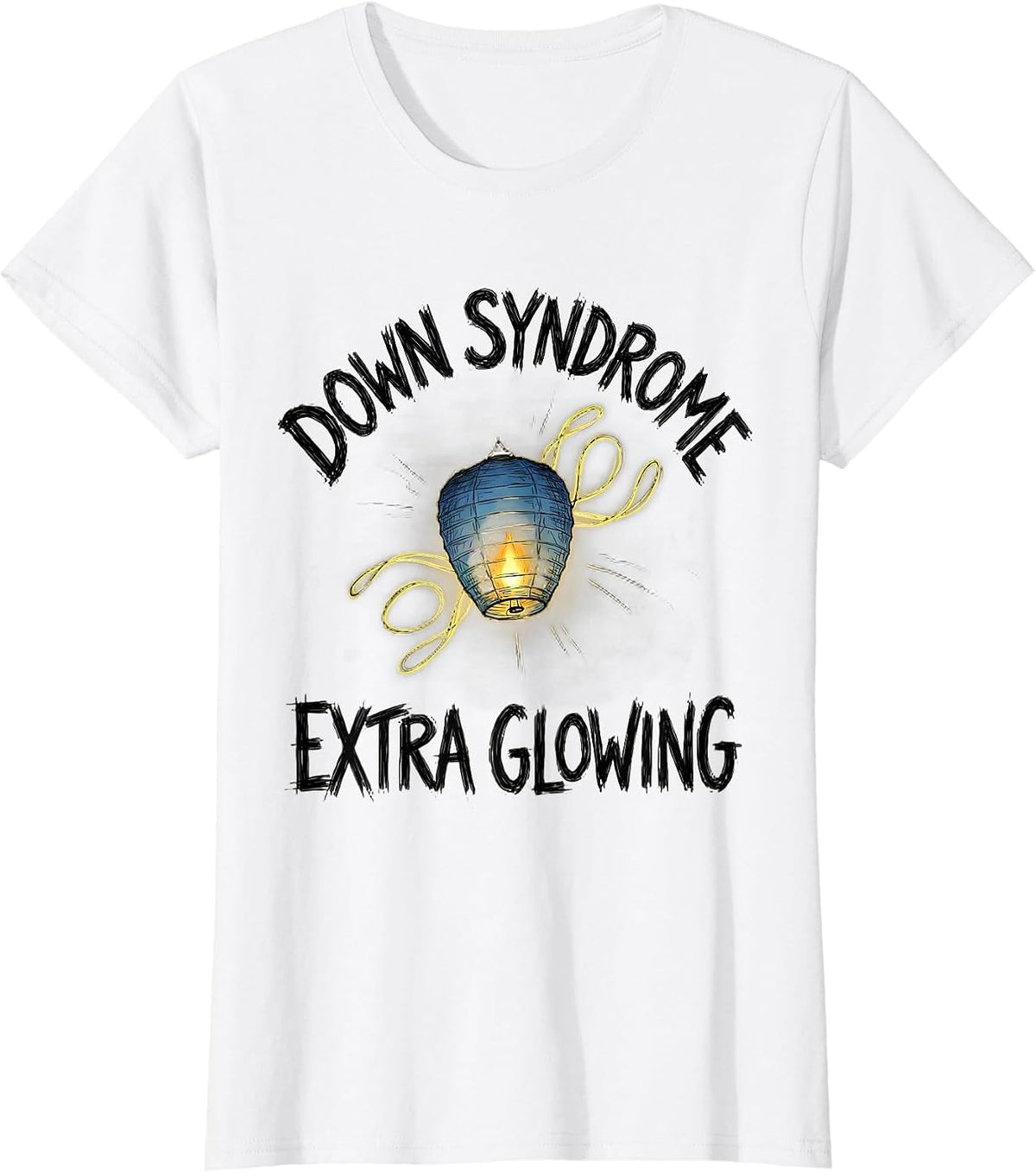 Down Syndrome Extra Glowing Hand-Sketched Awareness Support T-Shirt - White