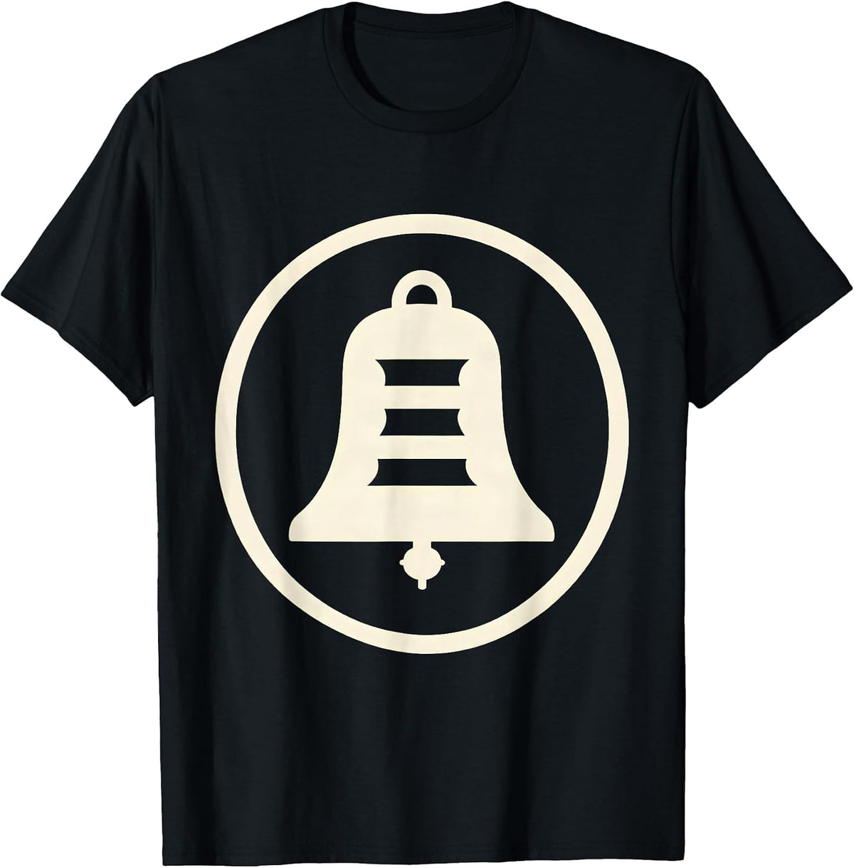 Men's Fire Bell Badge Firefighter Pride Memorial Tribute T-Shirt - Black