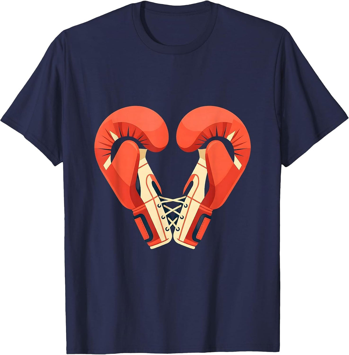 I Heart Boxing Gloves Tied Together Love Design T-Shirt - Navy Blue