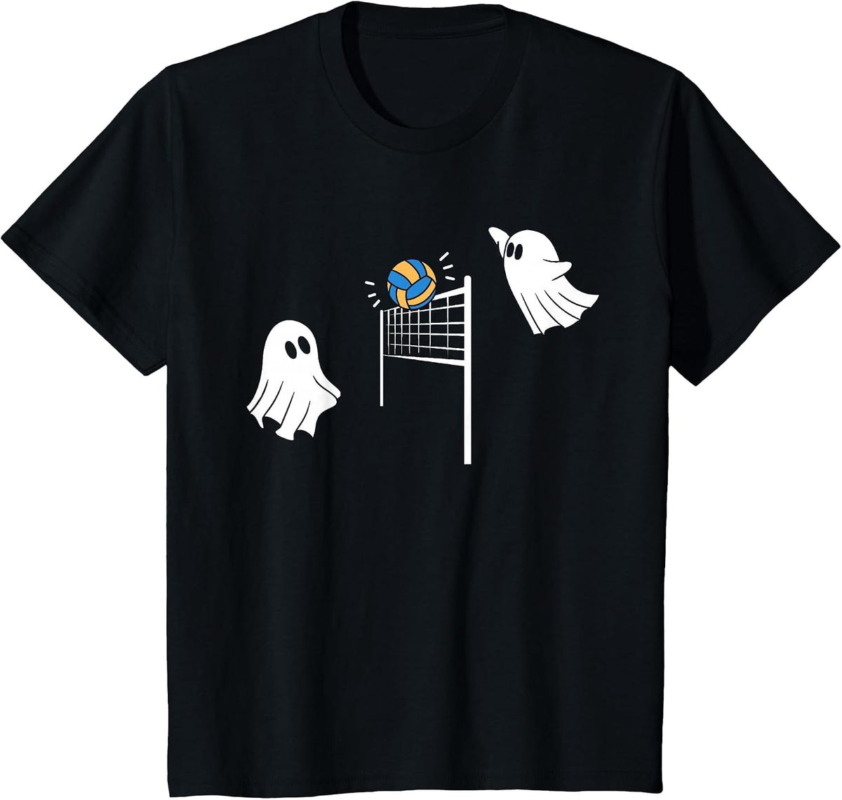 Funny Volleyball Halloween Ghost-Volleyball Sports Lovers T-Shirt - Black