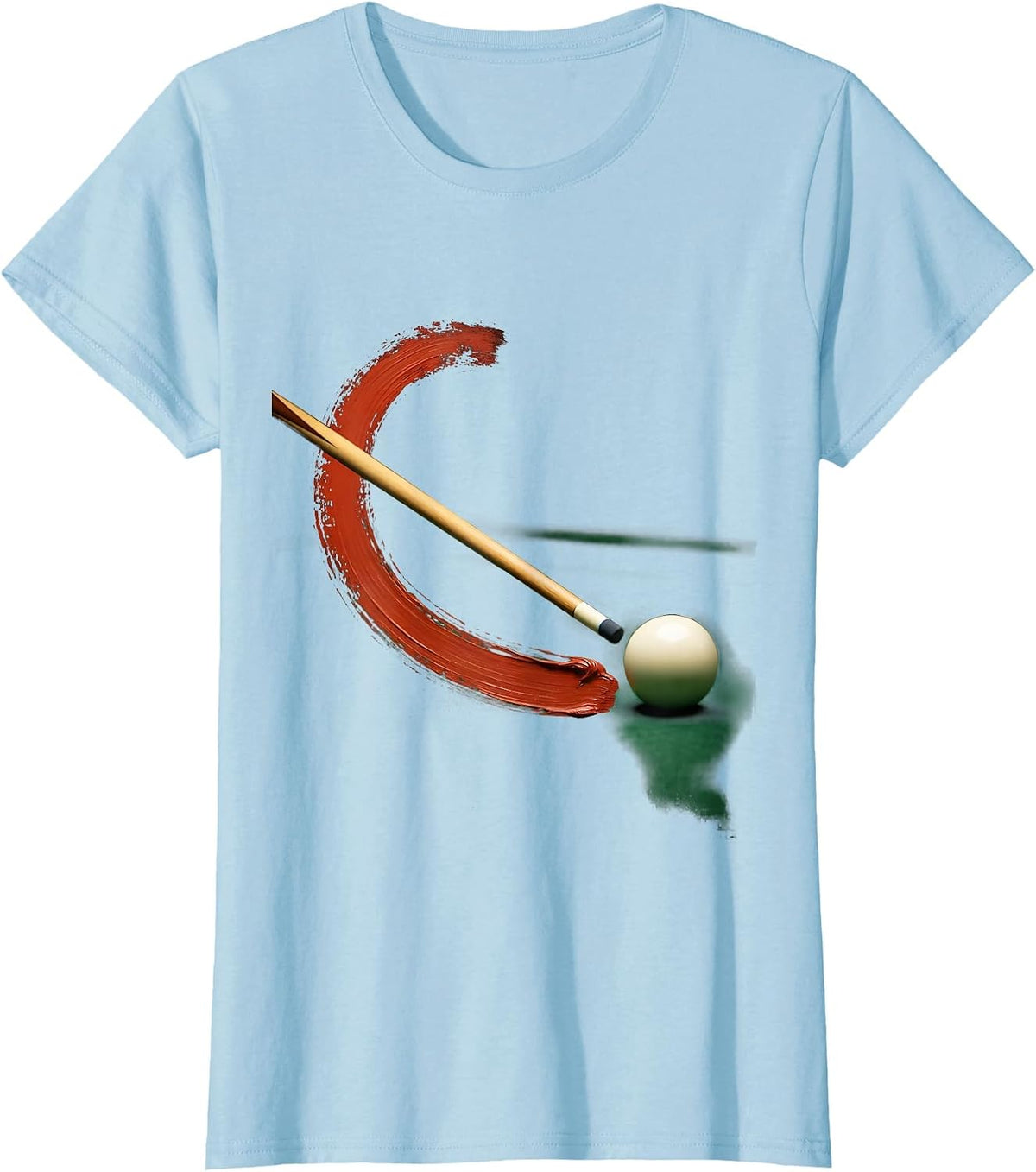 Women's Billiard Cue Stroke Humor Pool Player Novelty T-Shirt - Baby Blue