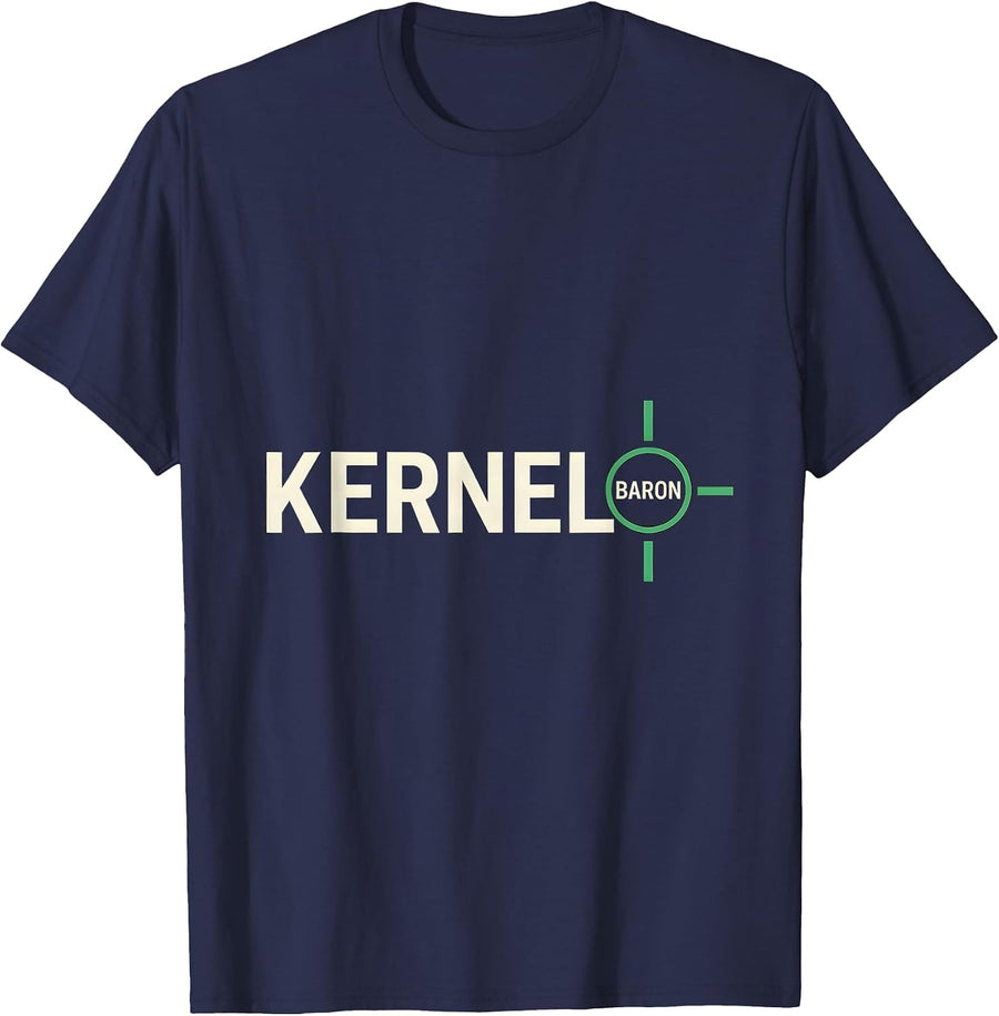 Kernel Baron Minimalist Tech Worker Nerd Humor T-Shirt - Navy Blue