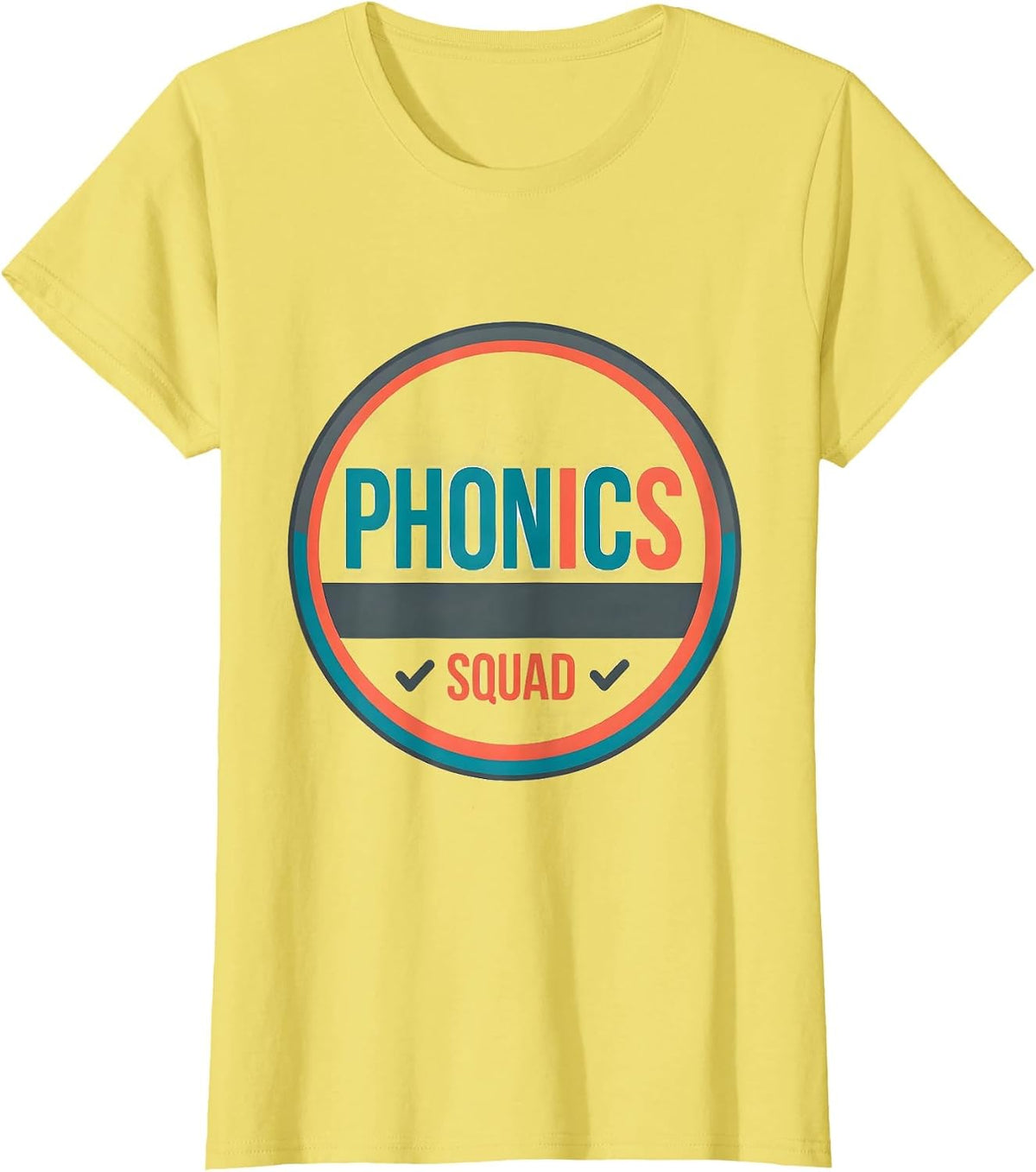 Women's Phonics Squad Structured Literacy Reading Teacher Team Pride T-Shirt - Lemon Yellow