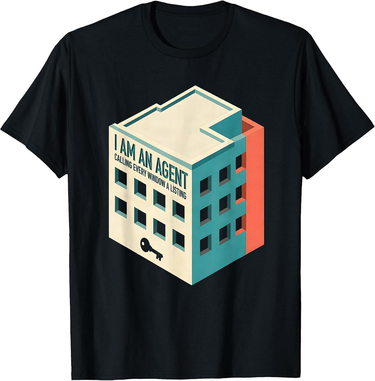 Men's I Am An Agent, Calling Every Window A Listing Funny Realtor T-Shirt - Black