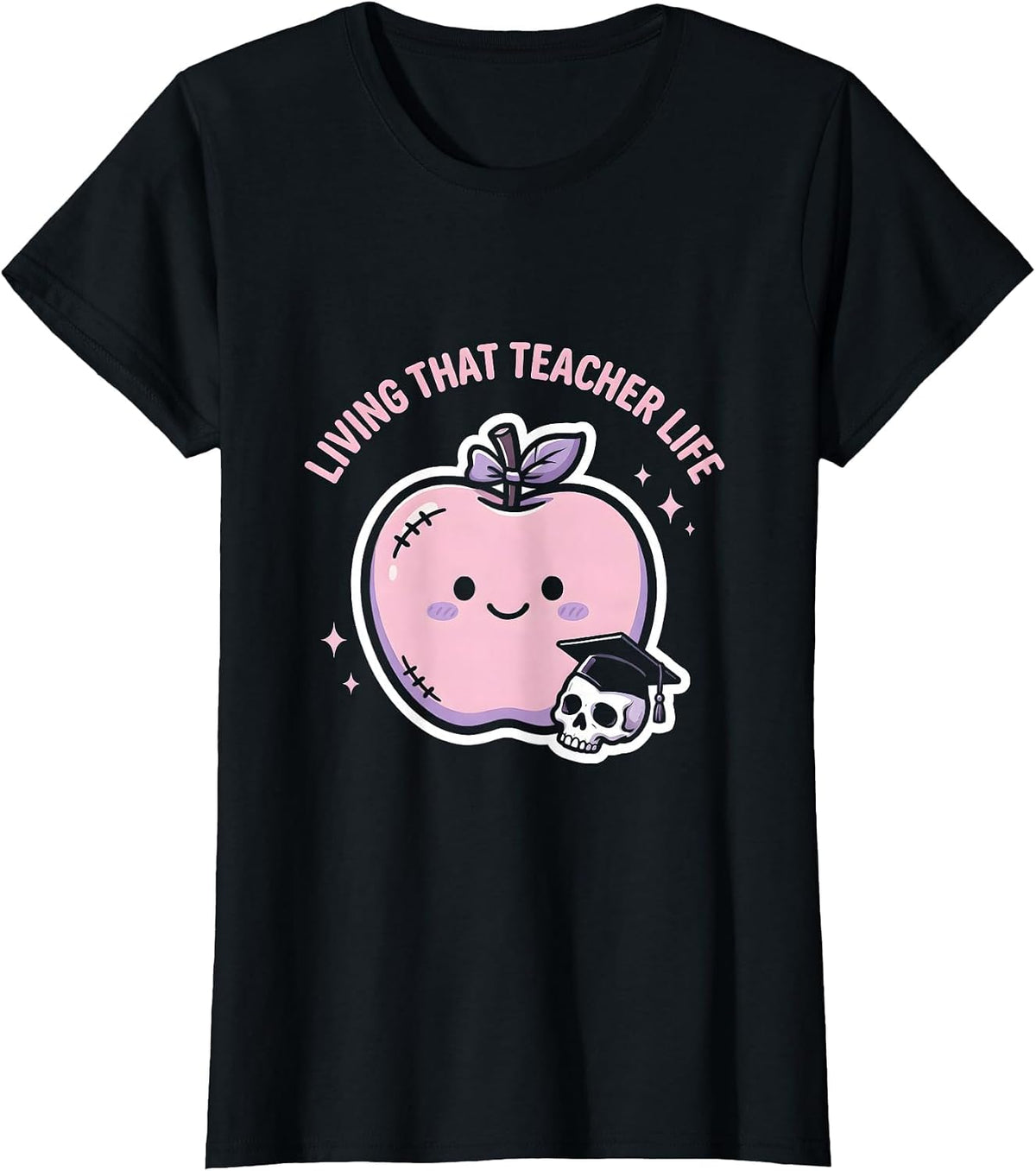 Women's Living That 4th Grade Teacher Life Design T-Shirt - Black