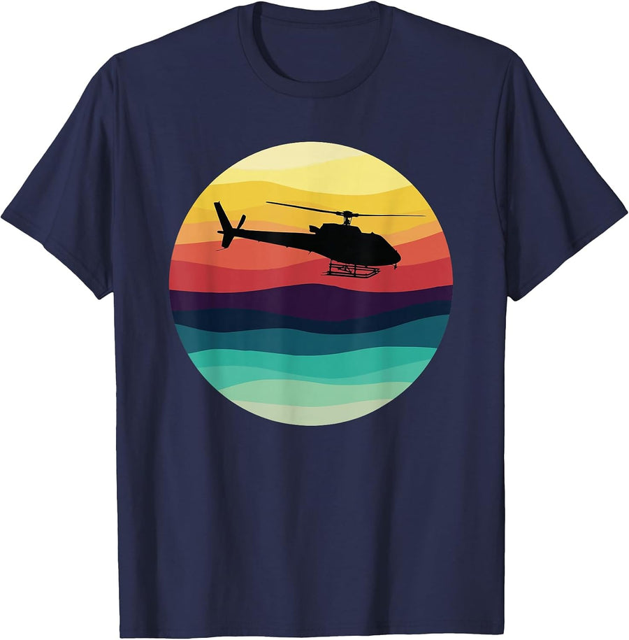 AS350 Helicopter Vintage Retro H125 Helicopter T-Shirt - Navy Blue