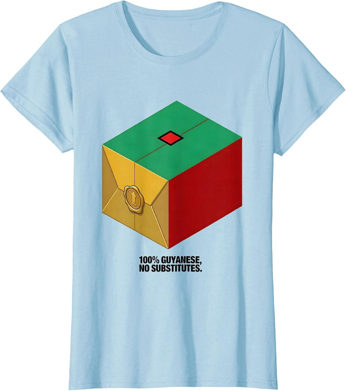 Women's 100% Guyanese No Substitutes Isometric Flag Pride T-Shirt - Baby Blue