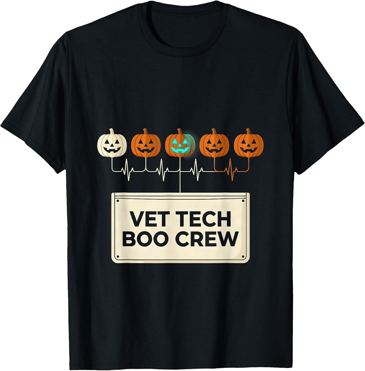 Men's Vet Tech Boo Crew Funny Veterinary Technician Halloween T-Shirt - Black