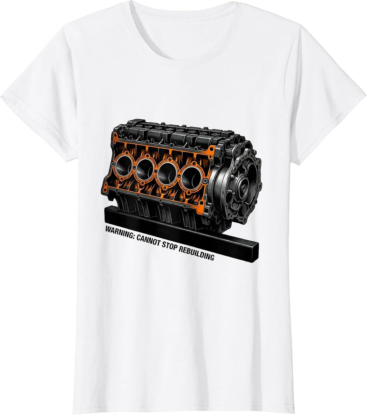 Women's Warning Cannot Stop Rebuilding Brutalist Mechanic Garage T-Shirt - White