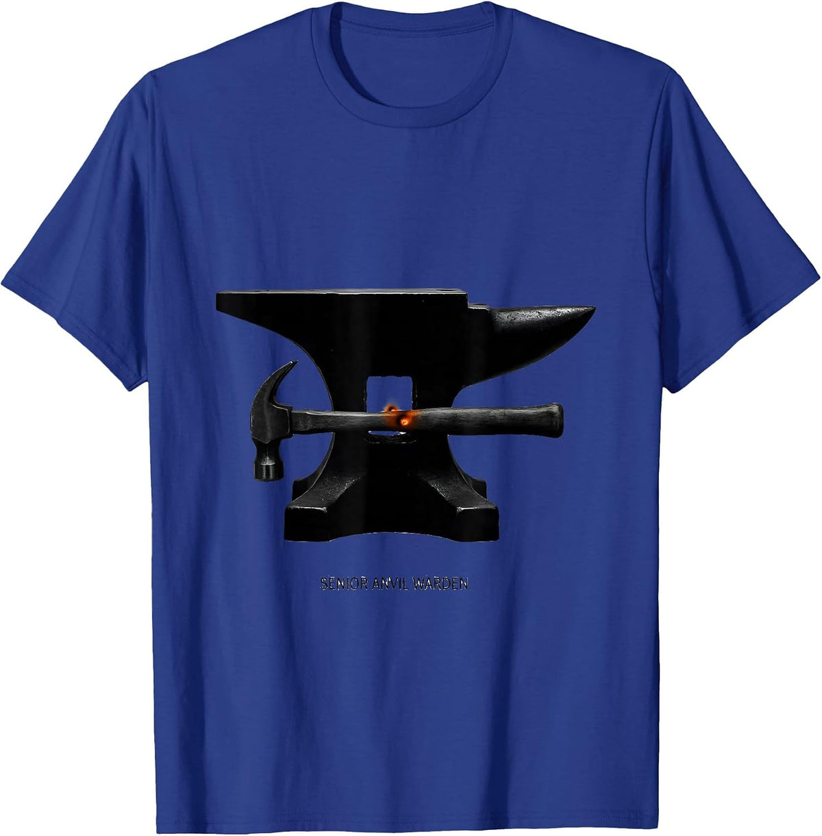 Senior Anvil Warden Minimalist Blacksmith Forge Craft Humor T-Shirt - Royal Blue