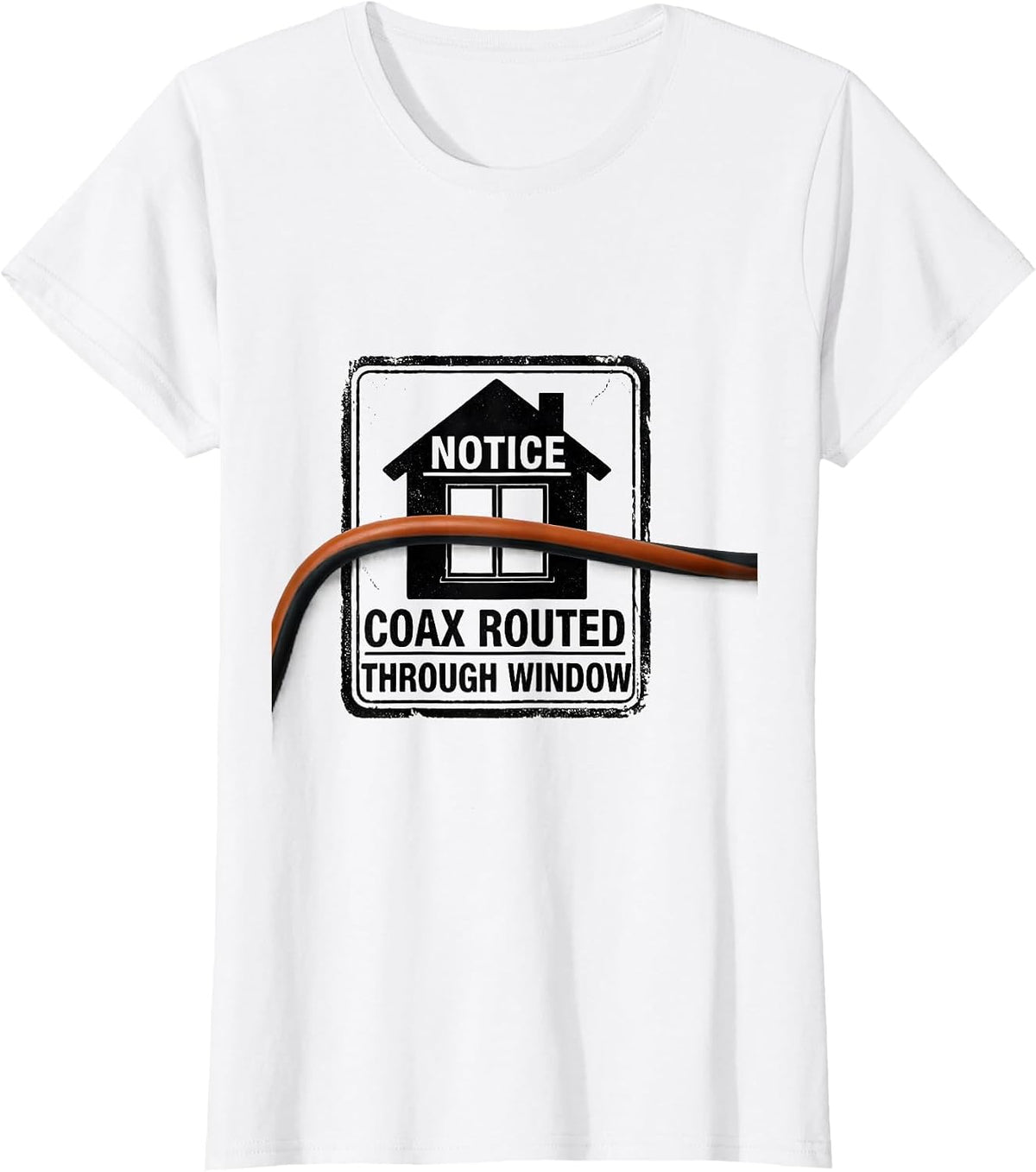 Women's Notice Coax Routed Through Window Funny Ham Radio Operator T-Shirt - White