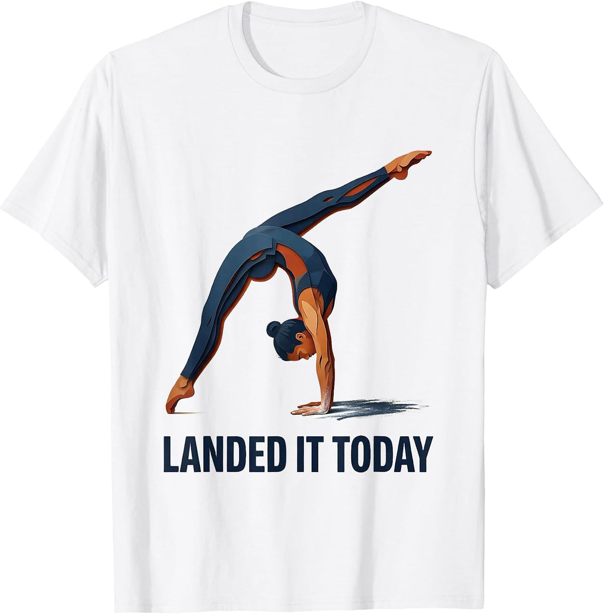 Men's Landed It Today Playful Gymnastics Humor Bow Gymnast Gift T-Shirt - White