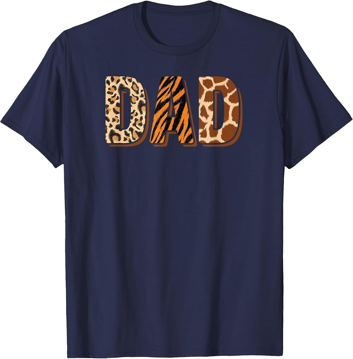Wild Dad Birthday Zoo Safari Jungle Animal Pattern T-Shirt - Navy Blue