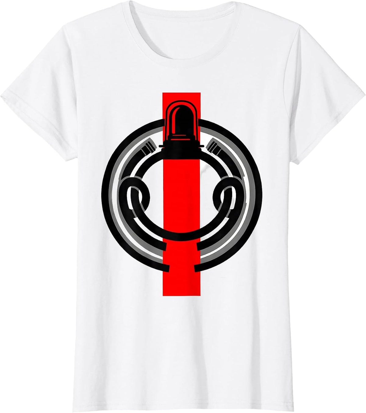 Women's Firefighter Beacon Light Dome Holiday Badge Screenprint T-Shirt - White