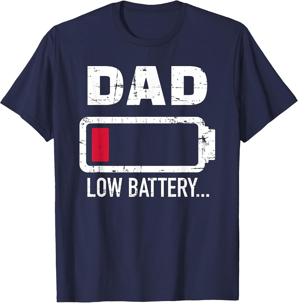 Papa Dad Low Battery T-Shirt - Navy Blue