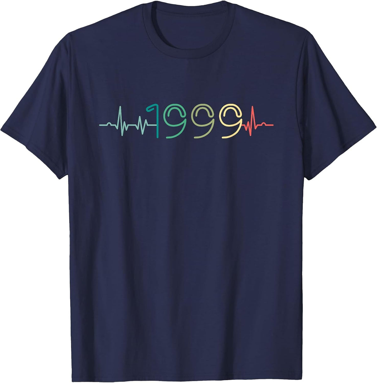 Twenty One 90s 21 Years Olds 1999 Heartbeat 21st Birthday T-Shirt - Navy Blue