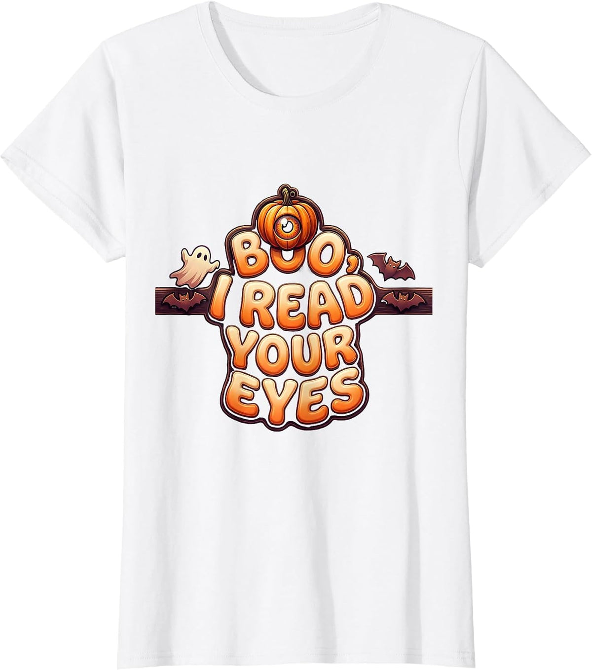 Women's Boo I Read Your Eyes Vintage Halloween Optometrist Eye T-Shirt - White