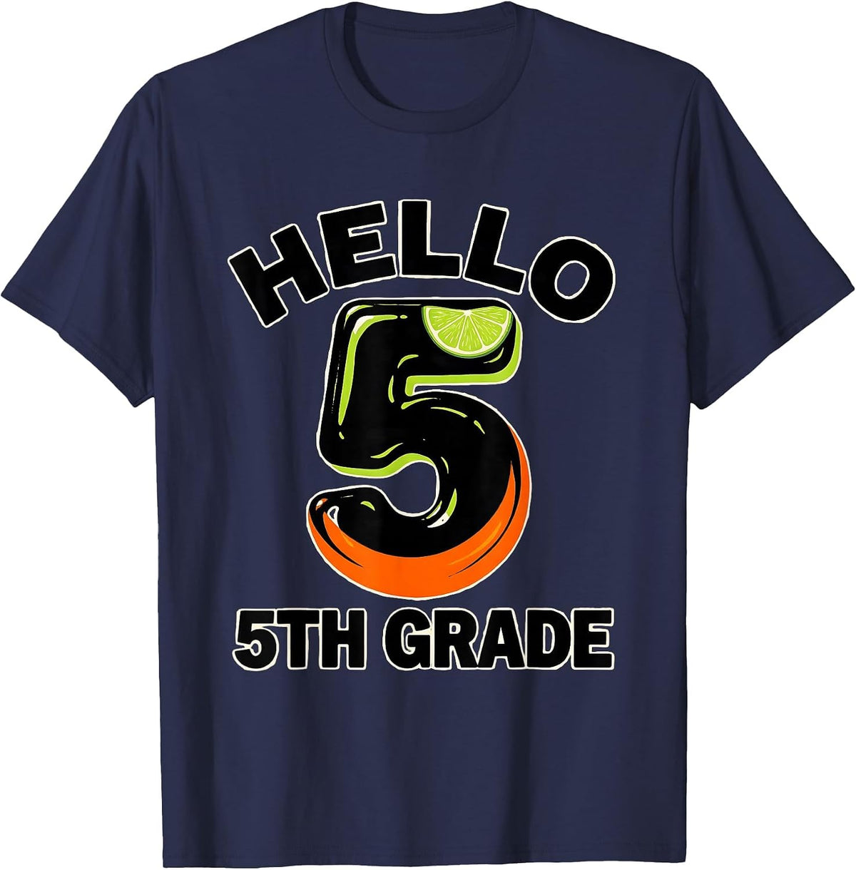 Hello 5th Grade Groovy Back To School First Day of Fifth T-Shirt - Navy Blue