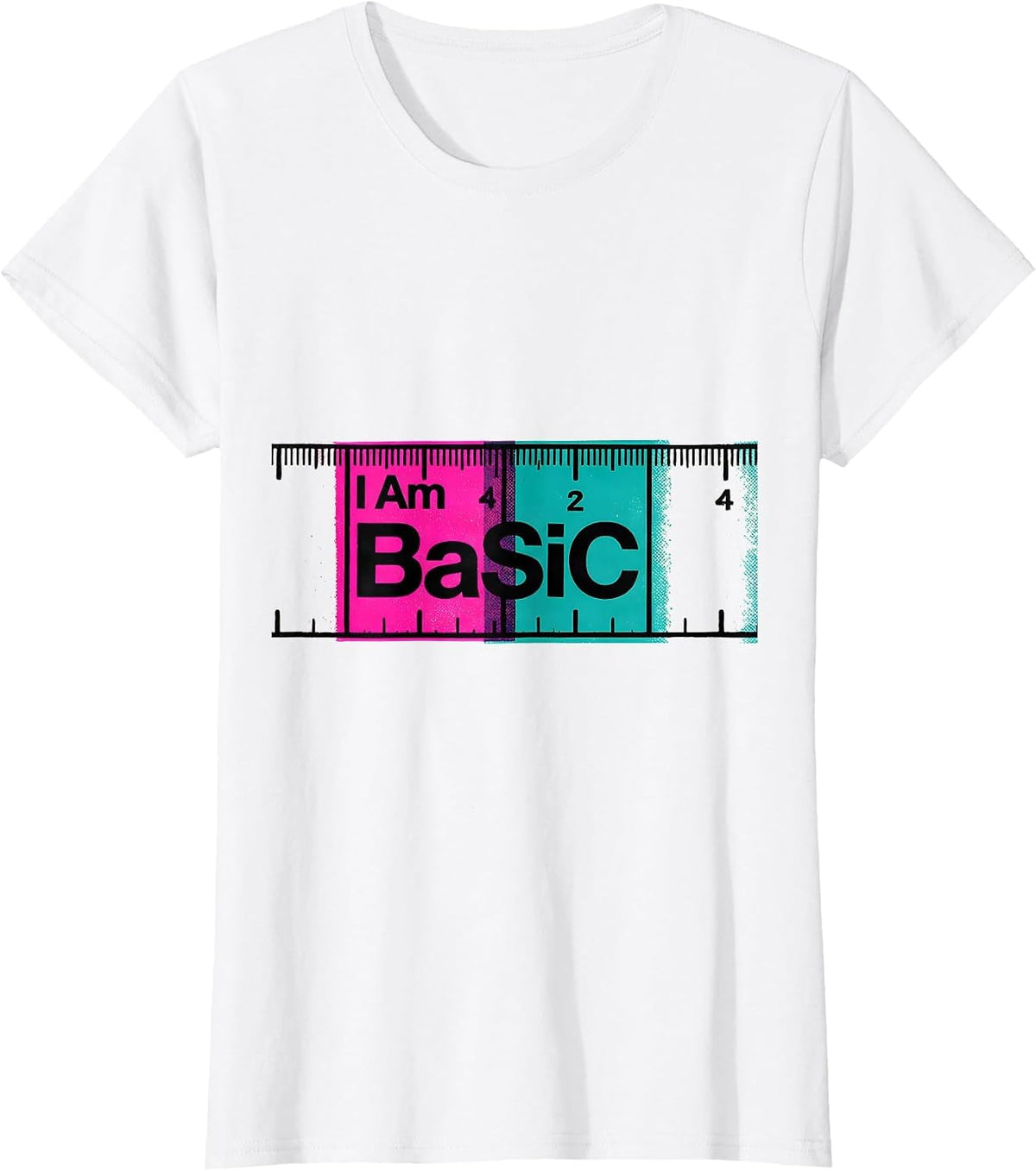 I Am BaSiC Risograph Nerdy Chemistry Teacher Science Humor T-Shirt - White