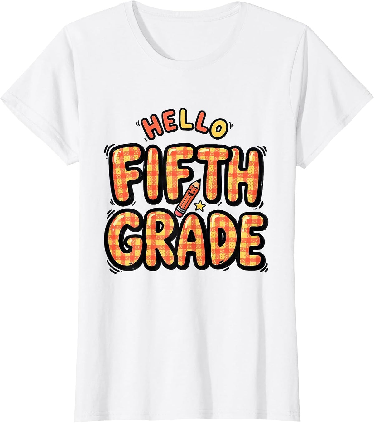 Hello Fifth Grade Cheerful Back To School Kids First Day T-Shirt - White