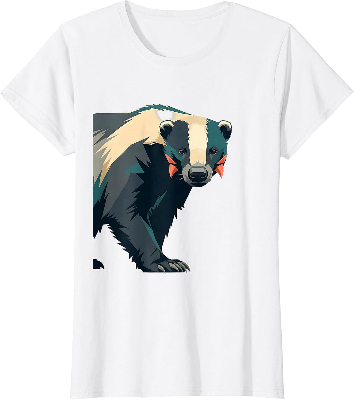 Women's Honey Badger Flat Vector Animal Humor Gift T-Shirt - White