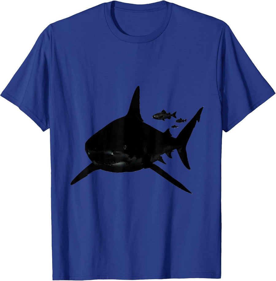 Tiger Shark Silhouette Ocean Animal Lover Playful Marine T-Shirt - Royal Blue