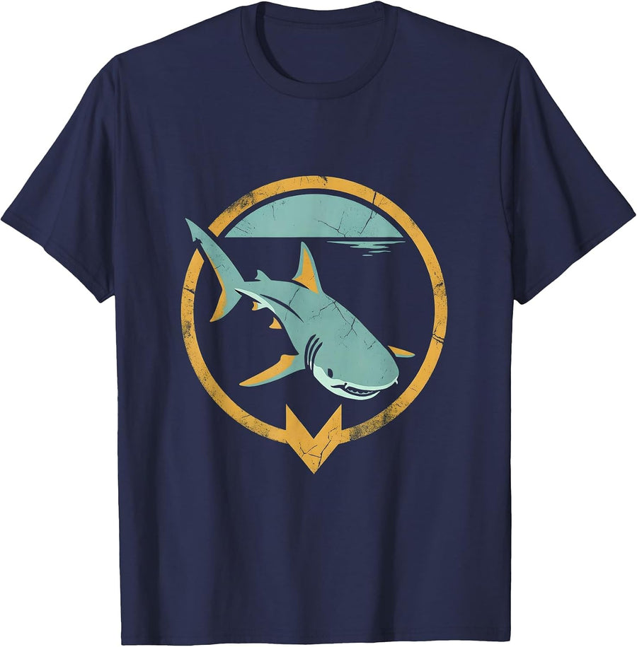 Whale Shark Silhouette Deep Ocean Trench Design T-Shirt - Navy Blue