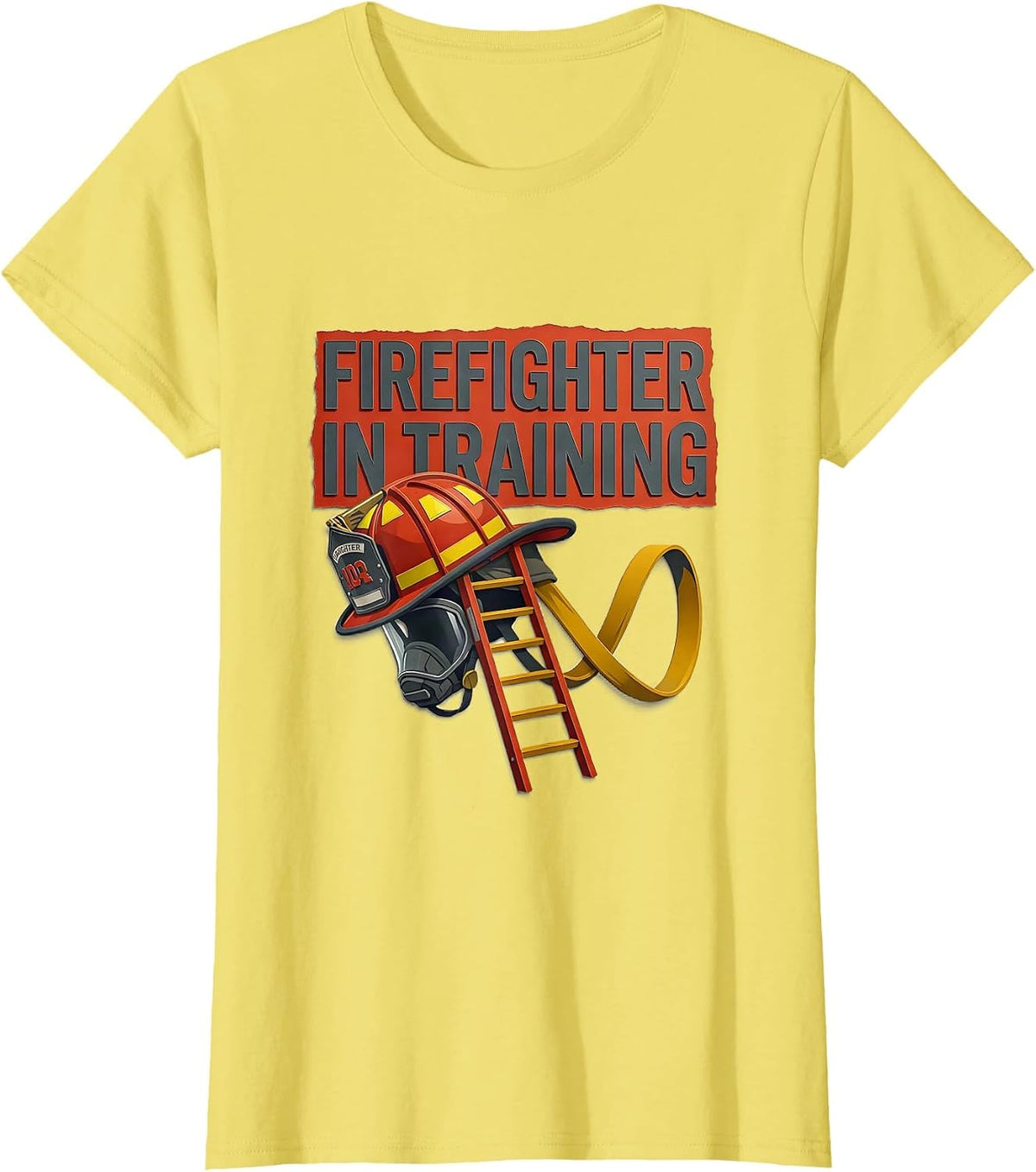 Women's Firefighter In Training Midcentury Modern Toddler Boy Gift T-Shirt - Lemon Yellow