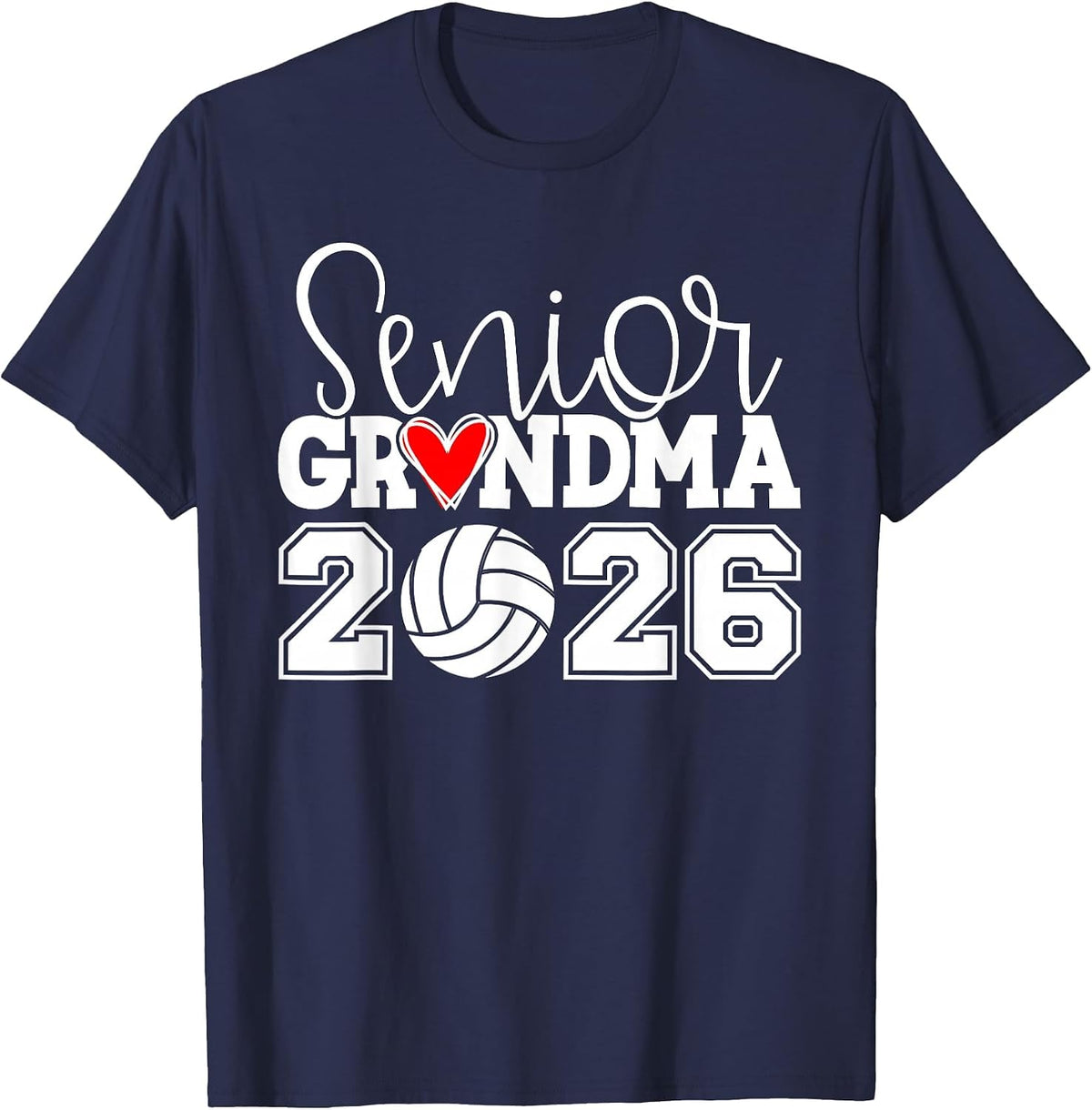 Proud Senior Volleyball Grandma Class of 2026 Graduation T-Shirt - Navy Blue