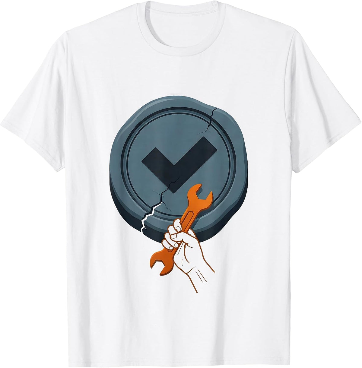 Men's Status Seal Tech Support IT Worker Sarcastic Humor T-Shirt - White