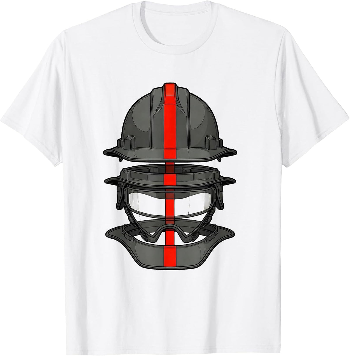 Men's Exploded Turnout Helmet Firefighter Tribute Gift T-Shirt - White