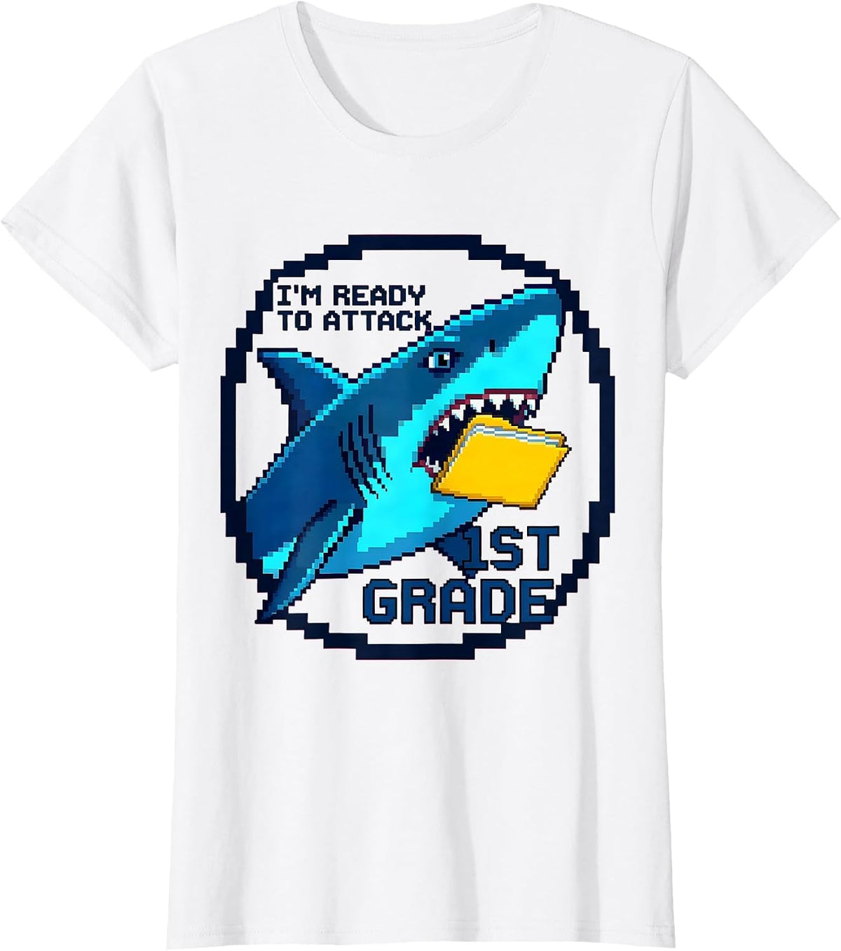 Women's I'm Ready To Attack 1st Grade Pixel Art Back To School Boys T-Shirt - White