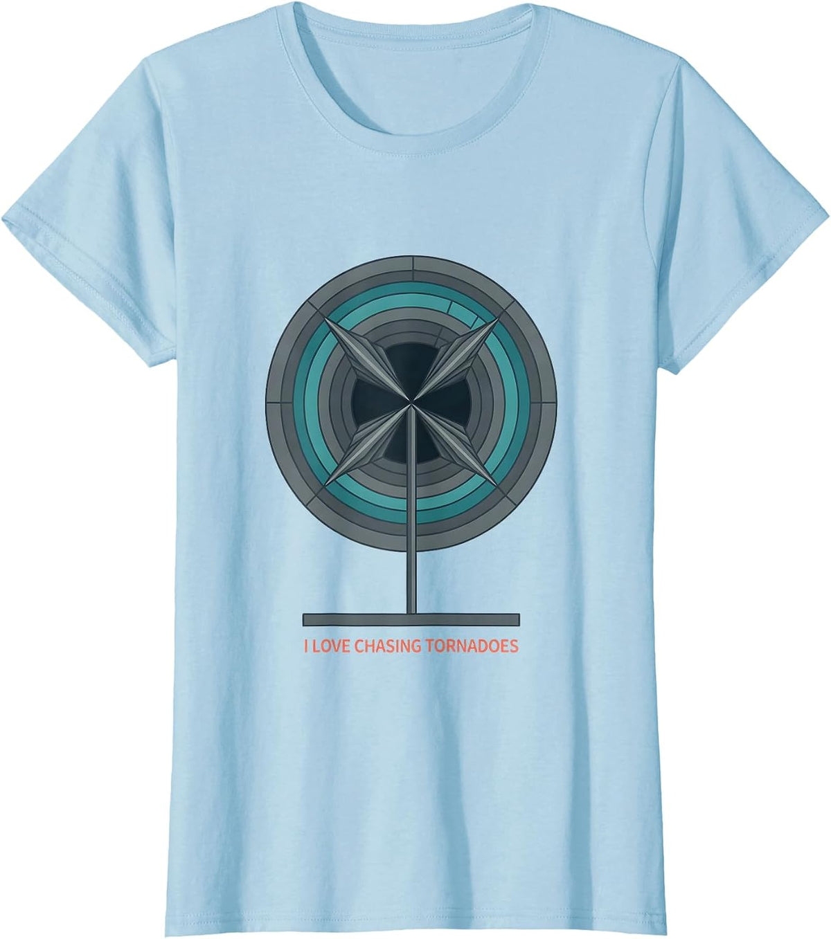 Women's I Love Chasing Tornadoes Flat Vector Meteorology Enthusiast T-Shirt - Baby Blue