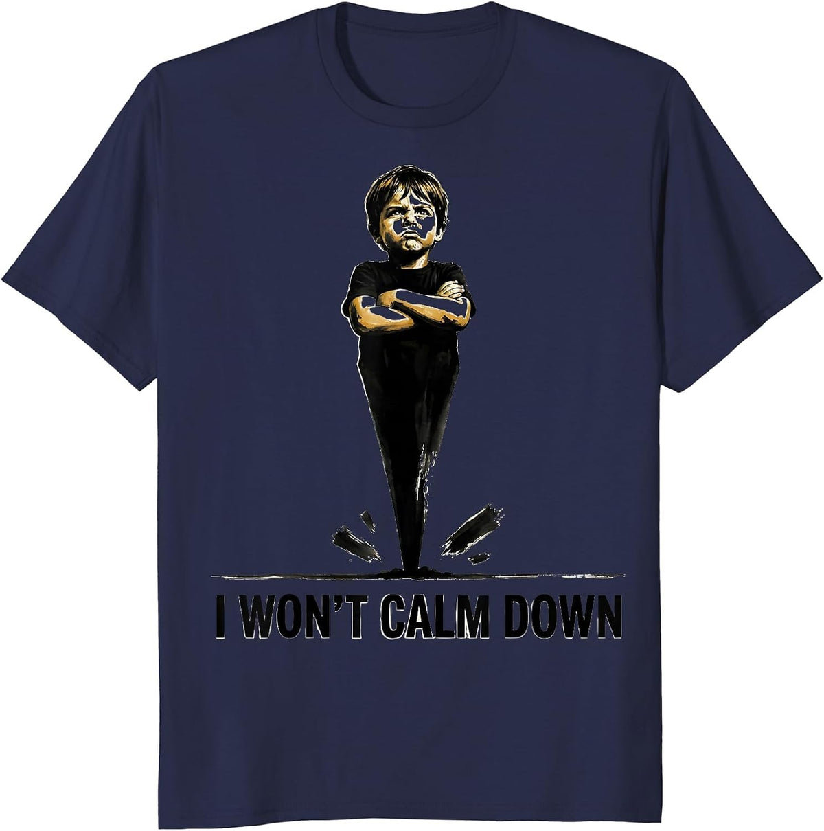 Men's I Won't Calm Down Funny Tornado Storm Chaser Meteorology T-Shirt - Navy Blue