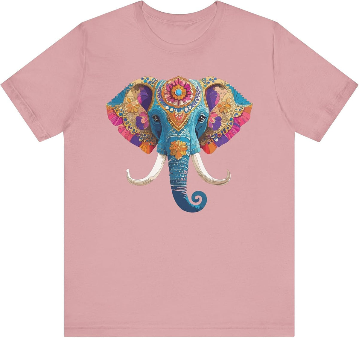 Elephant Graphic Design Tee, Elephant Shirt, Vintage Tees, Art Design T-Shirt, Animal Graphic Tee, Animal Shirts 2 - Orchid
