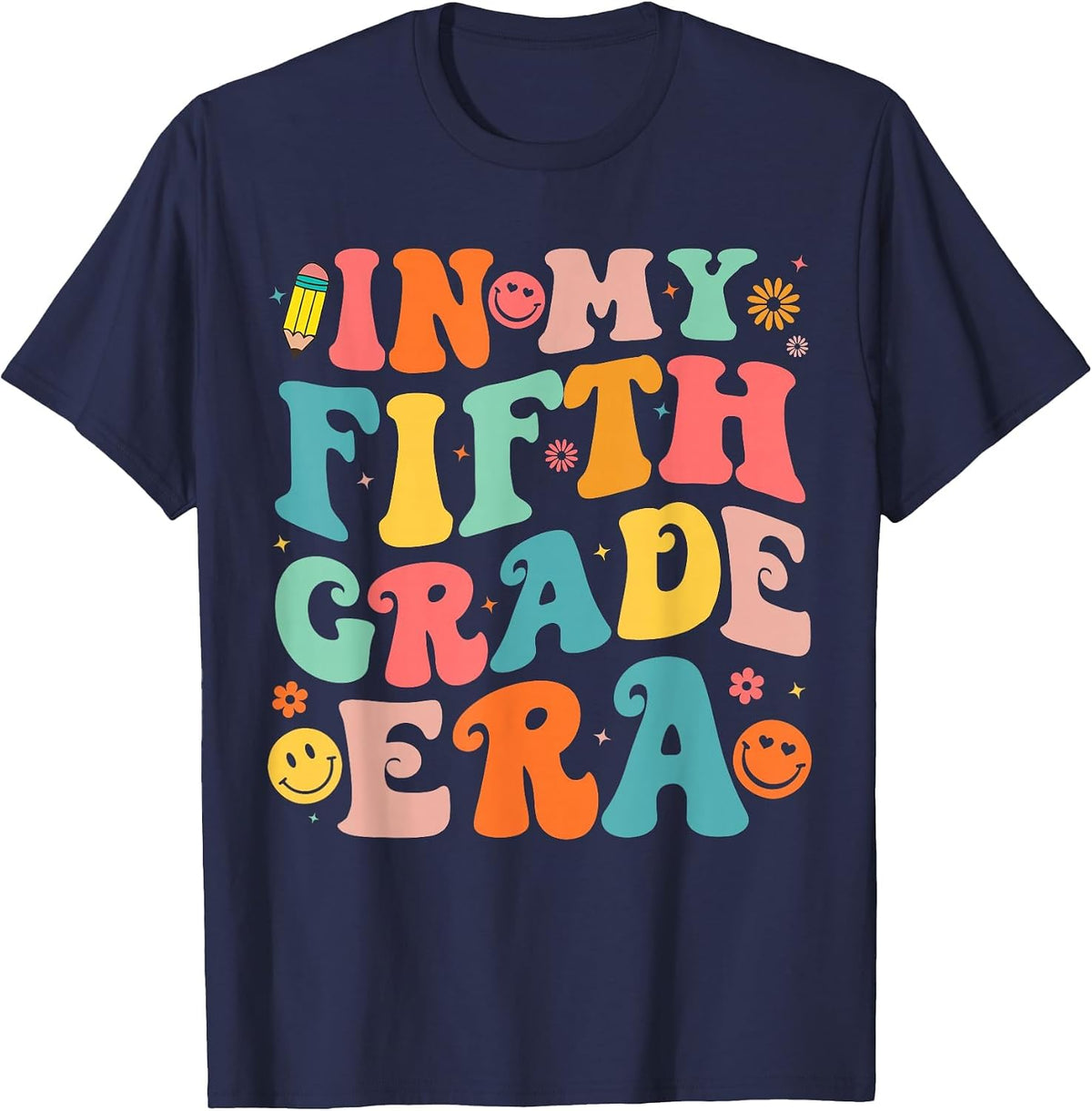 in My Fifth Grade Era 5th Grade Teacher Back to School T-Shirt - Navy Blue