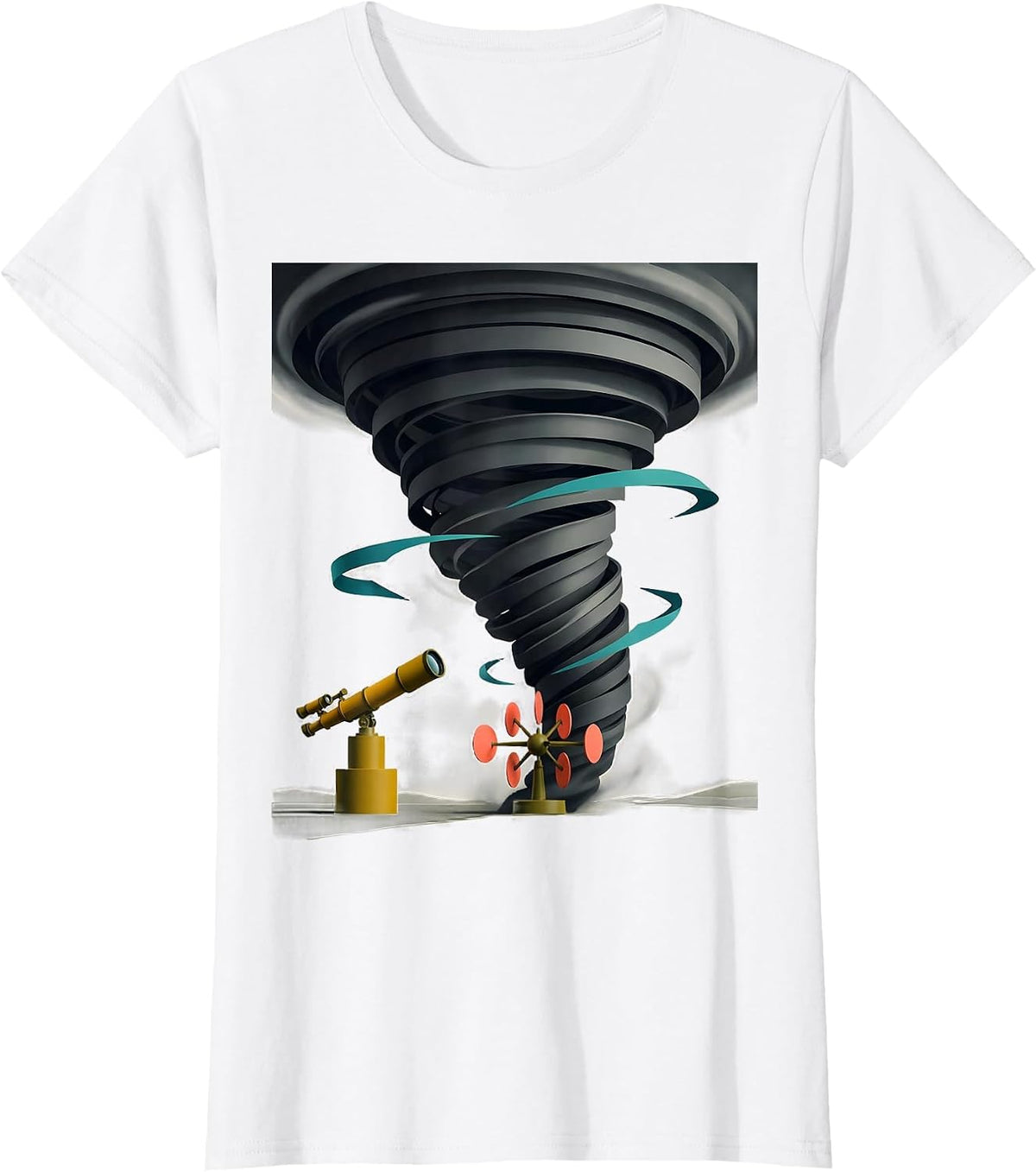 Buoyant Tornado Funnel Midcentury Modern Meteorology Humor T-Shirt - White