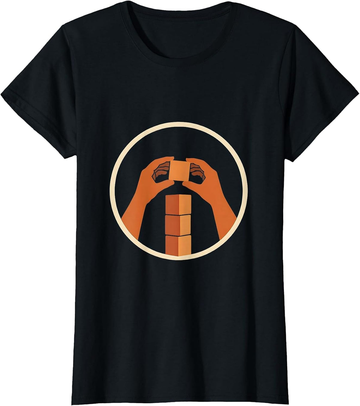 Play Is Learning Colorful Blocks Tower Design T-Shirt - Black