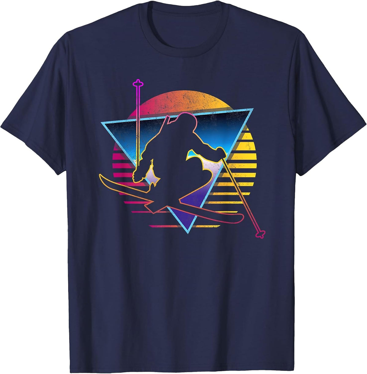 Retro Vintage 80s Ski T-Shirt - Navy Blue