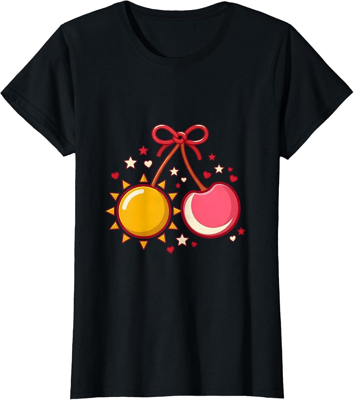 Women's 21st Birthday Celestial Sun Moon Fusion Design T-Shirt - Black