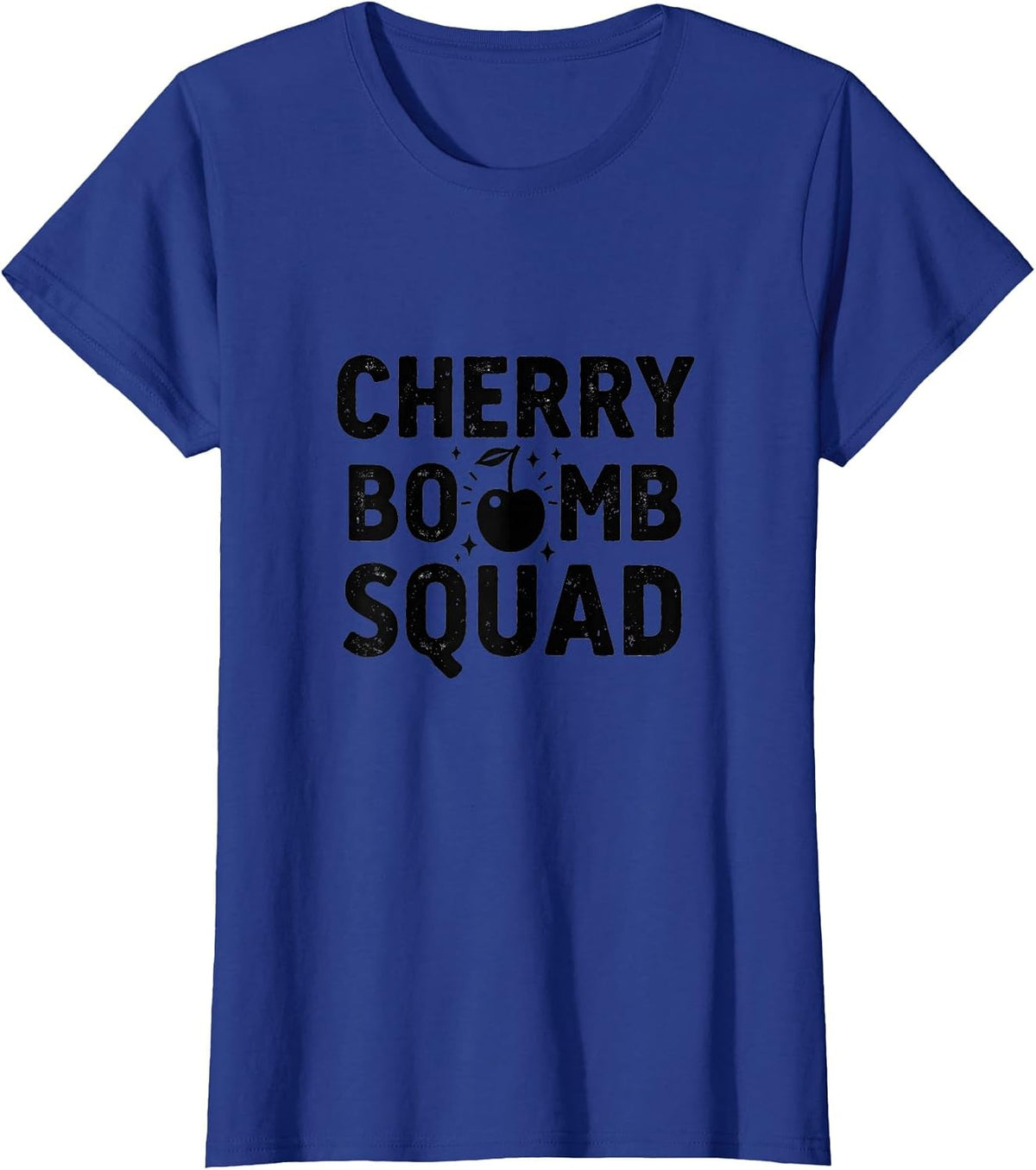 Cherry Bomb Squad Bold Graphic Design T-Shirt - Royal Blue