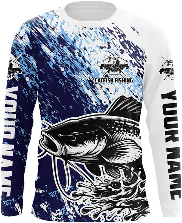 Personalized Catfish Long Sleeve Tournament Fishing Shirts, Catfish Fishing Jerseys Fishing Gifts - Long Sleeves Upf
