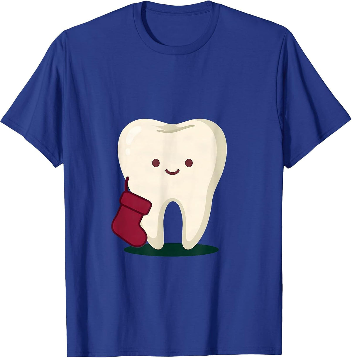 Men's Broad Tooth Mascot Cute Kawaii Dentist Christmas T-Shirt - Royal Blue