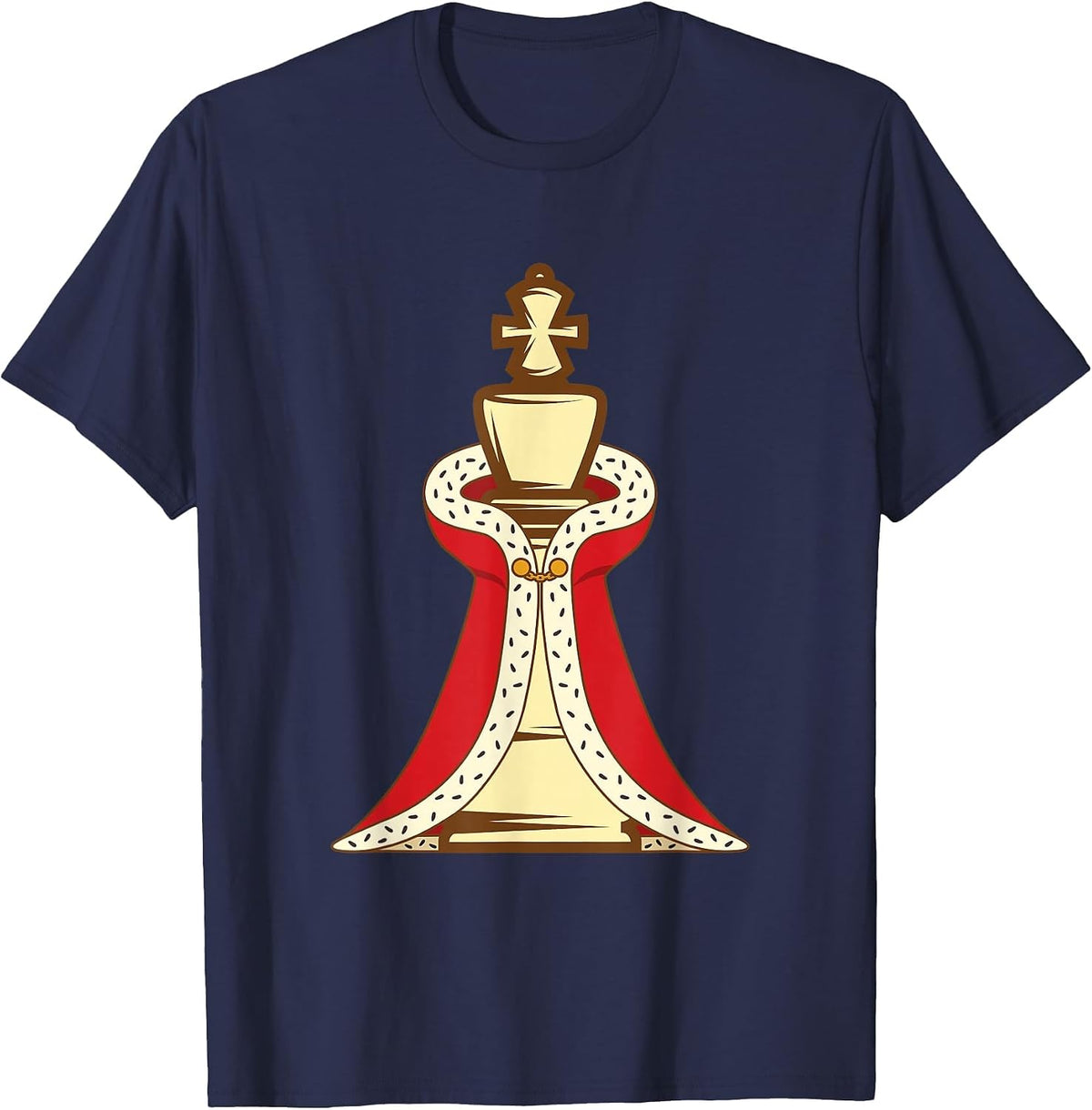 Chess Piece King with Cape T-Shirt - Navy Blue