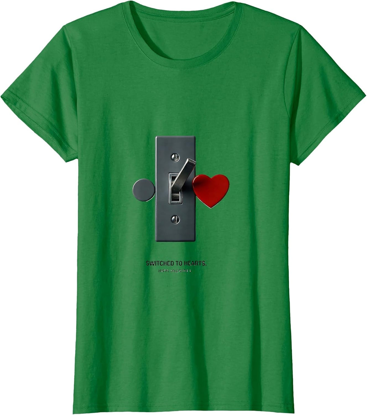 Women's Switched To Hearts Happy Valentine's Optometrist Eye-Care T-Shirt - Kelly Green