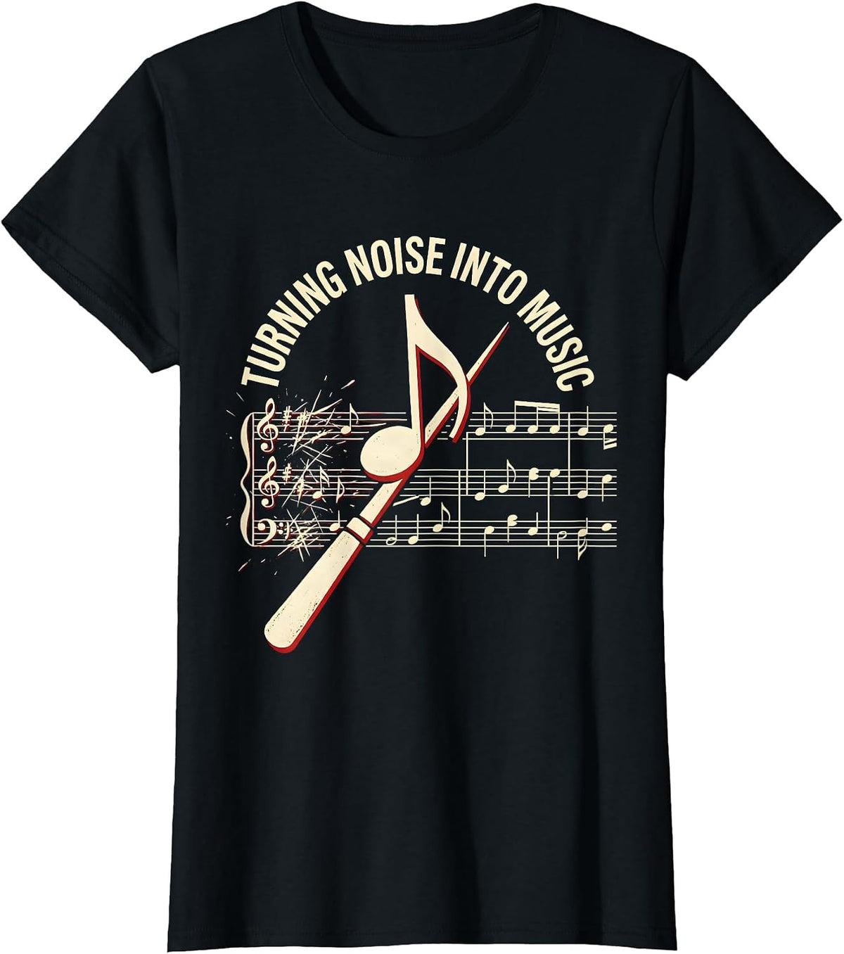 Women's Turning Noise Into Music Music Teacher Design T-Shirt - Black