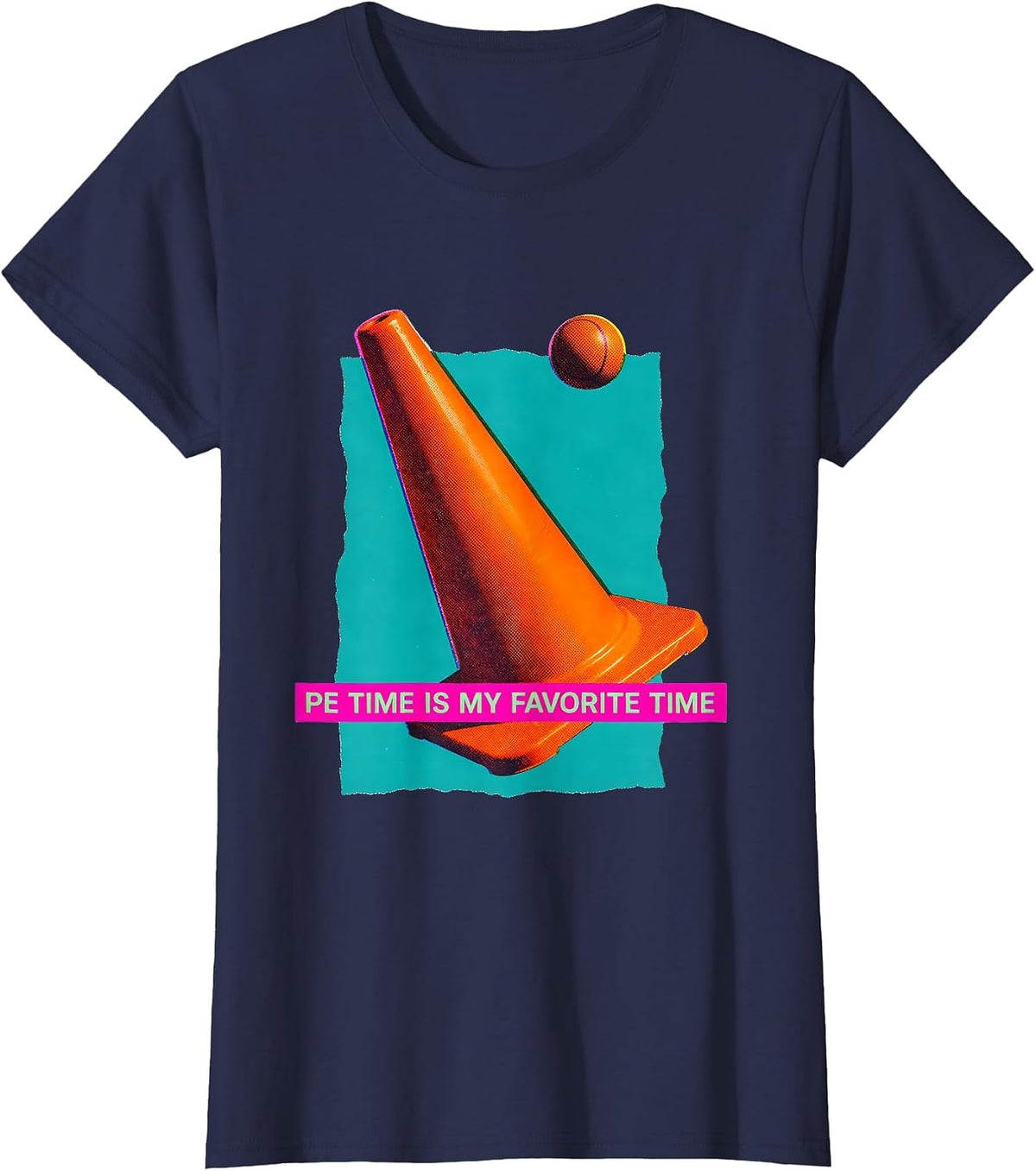 Women's PE Time Is My Favorite Time Funny PE Teacher Back To School T-Shirt - Navy Blue
