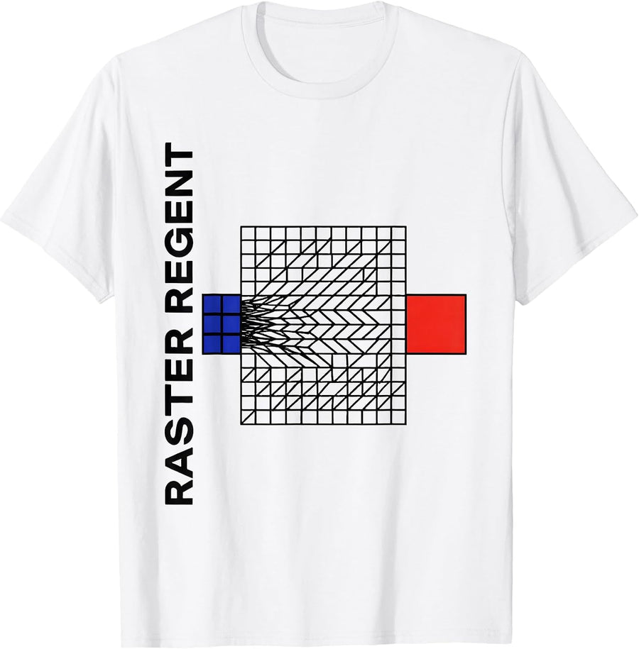 Men's Raster Regent Geometric Nerd Tech Worker Humor Gift T-Shirt - White