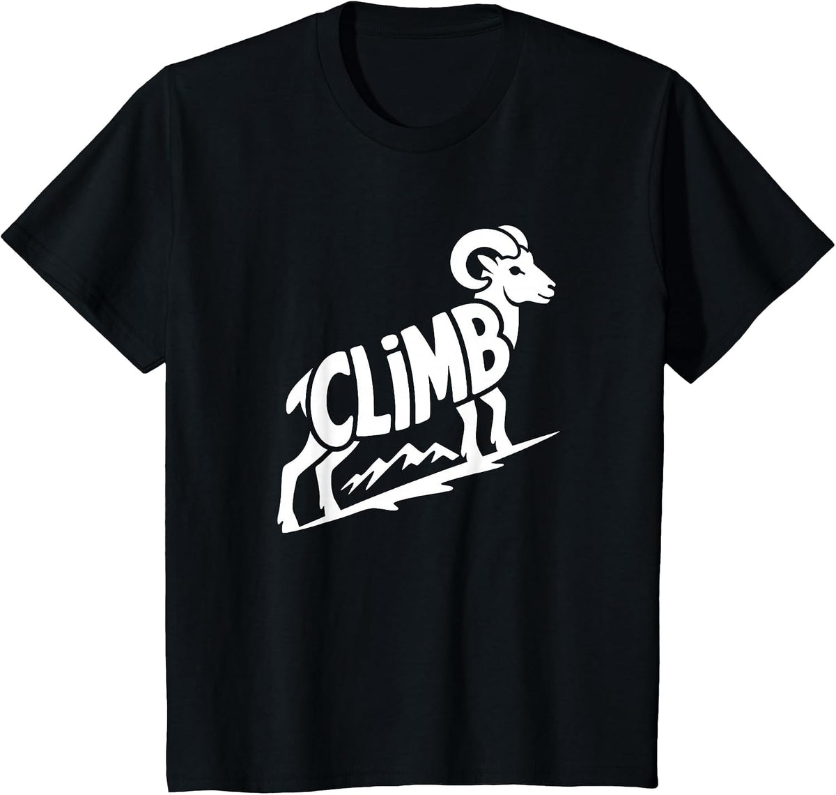 Climb - Rock Climbing & Bouldering Bighorn Ram Word Art T-Shirt - Black