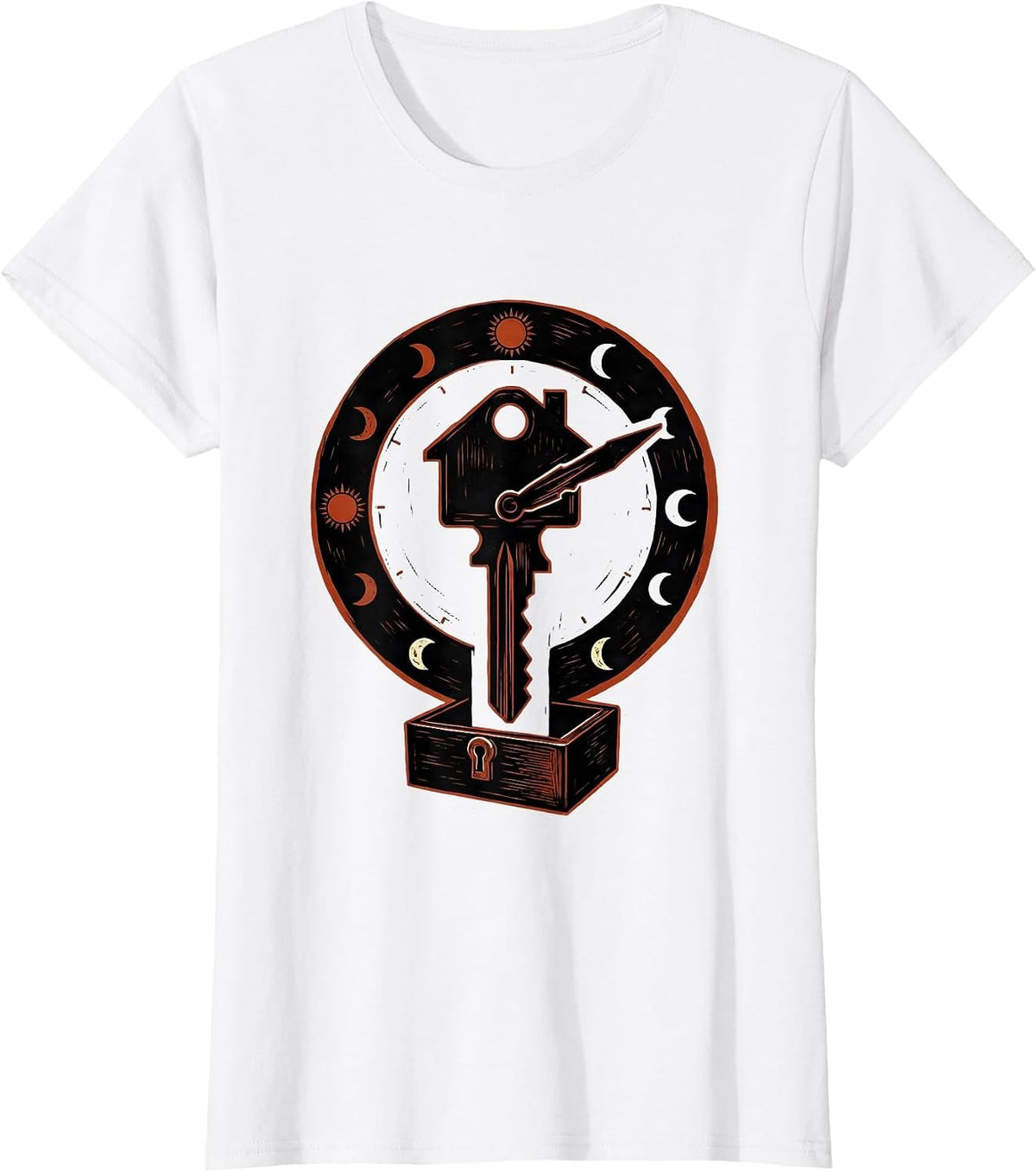 Interlocked Key Clock Realtor Humor Real Estate Agent Gift T-Shirt - White
